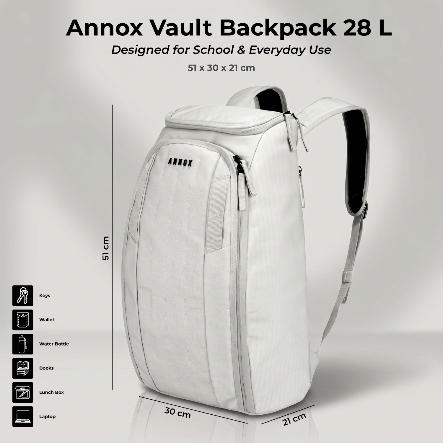 Annox Vault 28L - Water-repellent Backpack For Skiing, Sports, And Travel