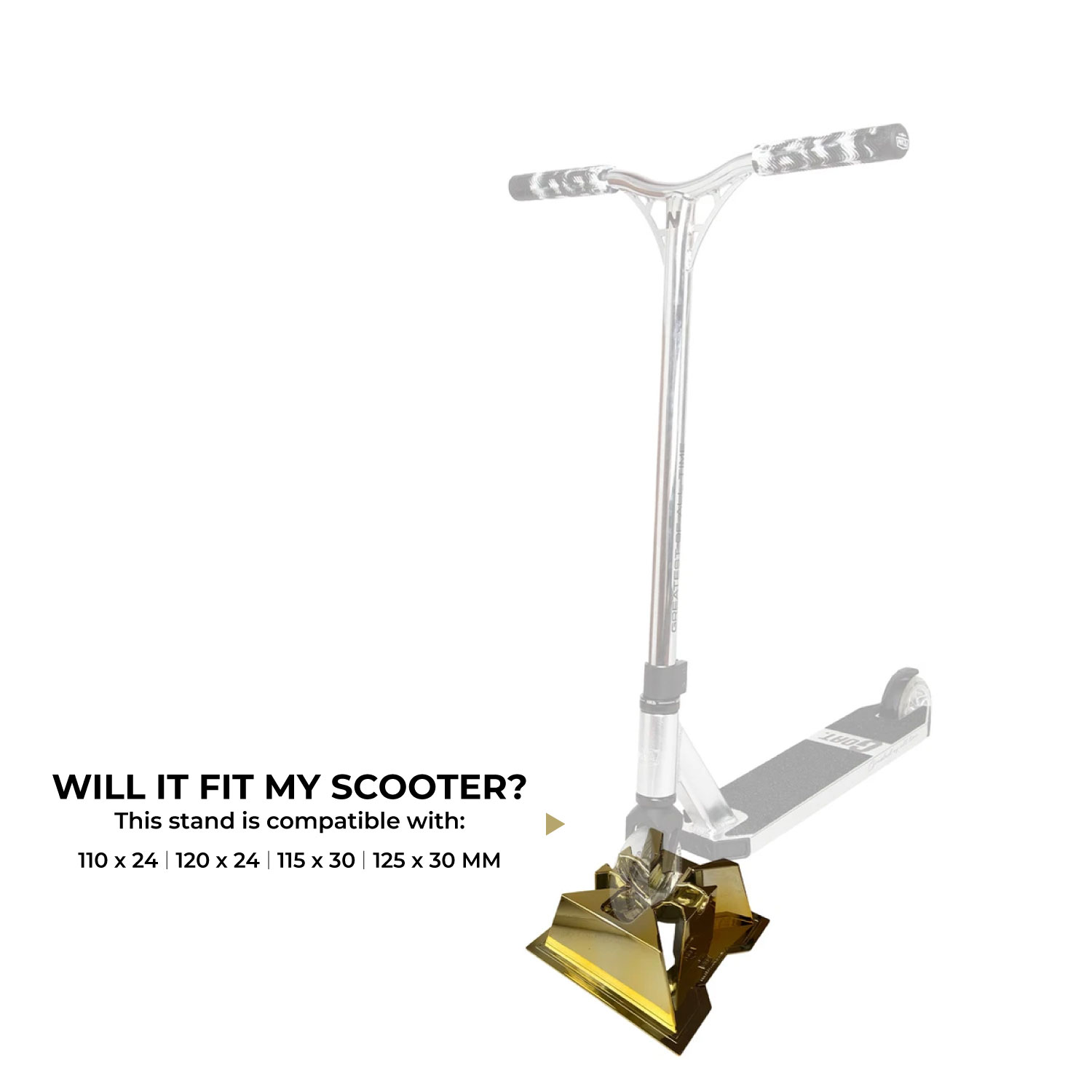 NKD Pro Scooter Stand – Stable holder for 110–125 mm wheels, 24/30 mm width