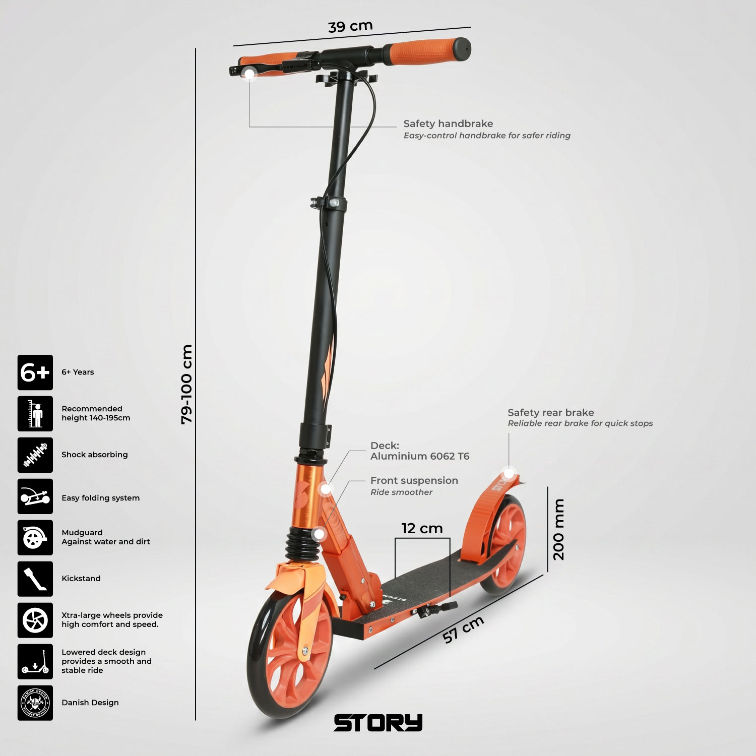 Story GlideX Elite Foldable Commuter Scooter – suspension and hand brake