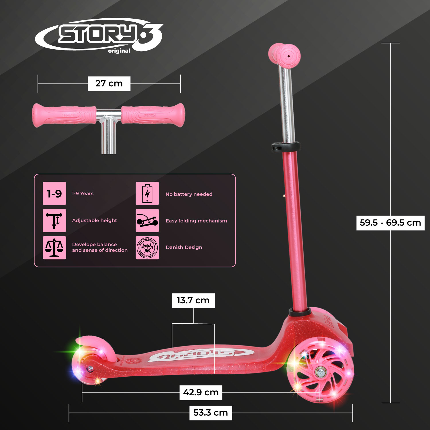 Story MoveLite 3-Wheel LED Kids Scooter