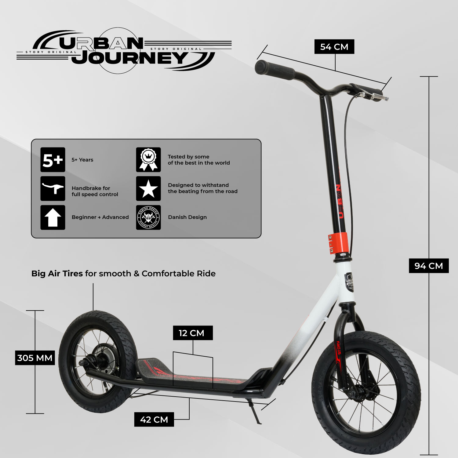 Story Urban Journey Original – Stunt Scooter with 300 mm air-filled tyres